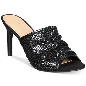 Thalia Sodi Stiletto Mules Black Chainmail Roxxie 8.5